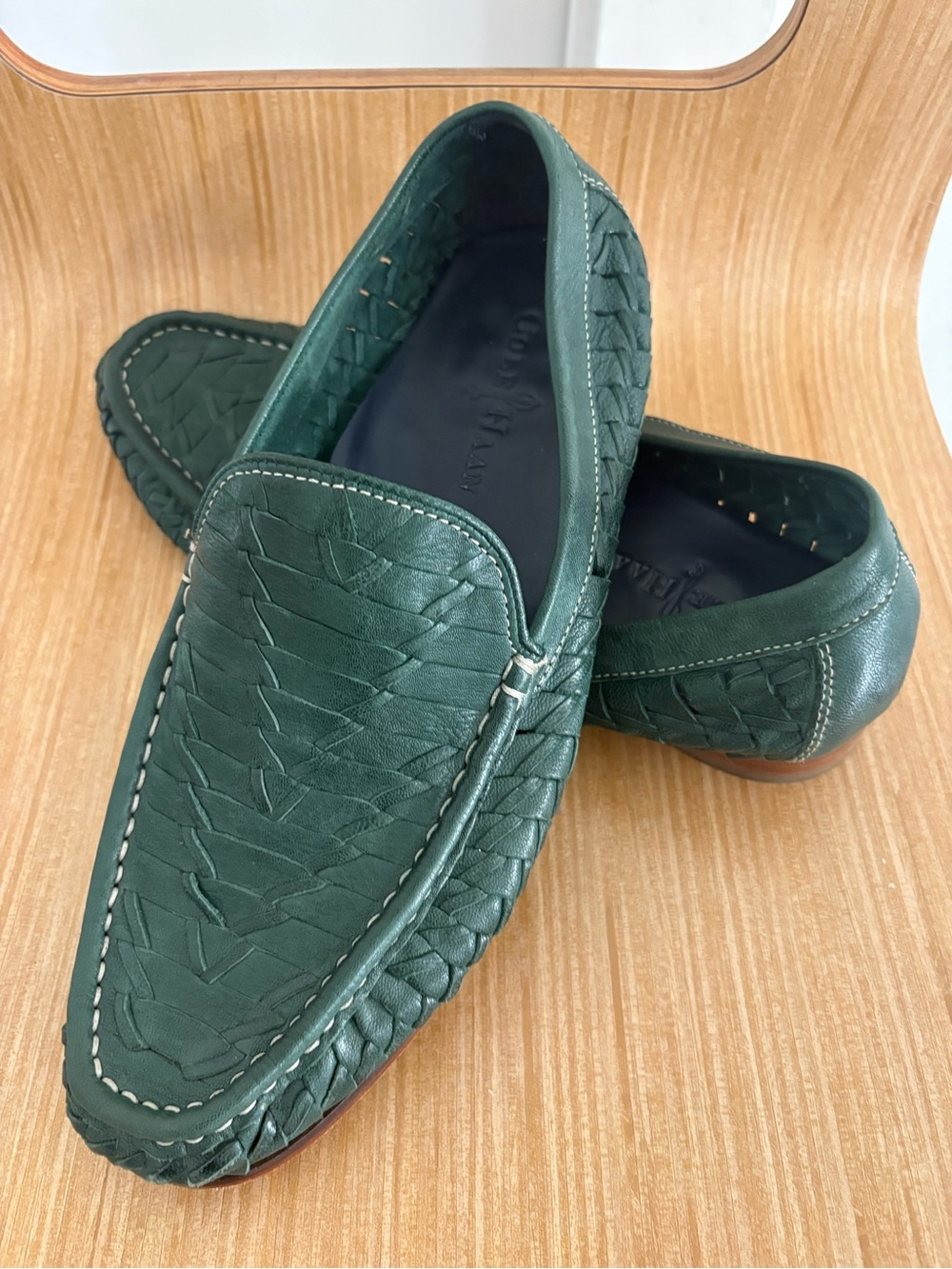 Cole Haan Men's Woven Leather Slip-On Loafers in Dark Green
